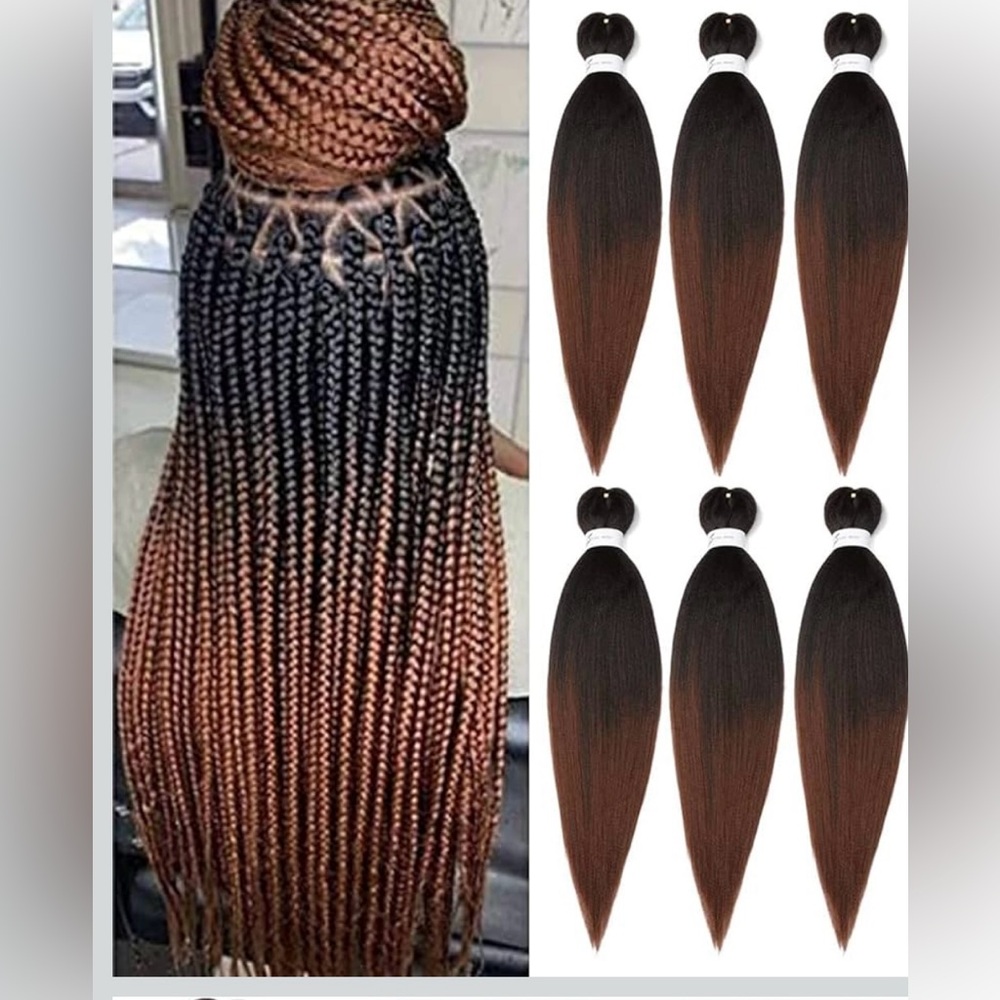 Pre-stretched Braiding Hair - 36 Inch 6 Packs Braiding Hair Color 1B/900